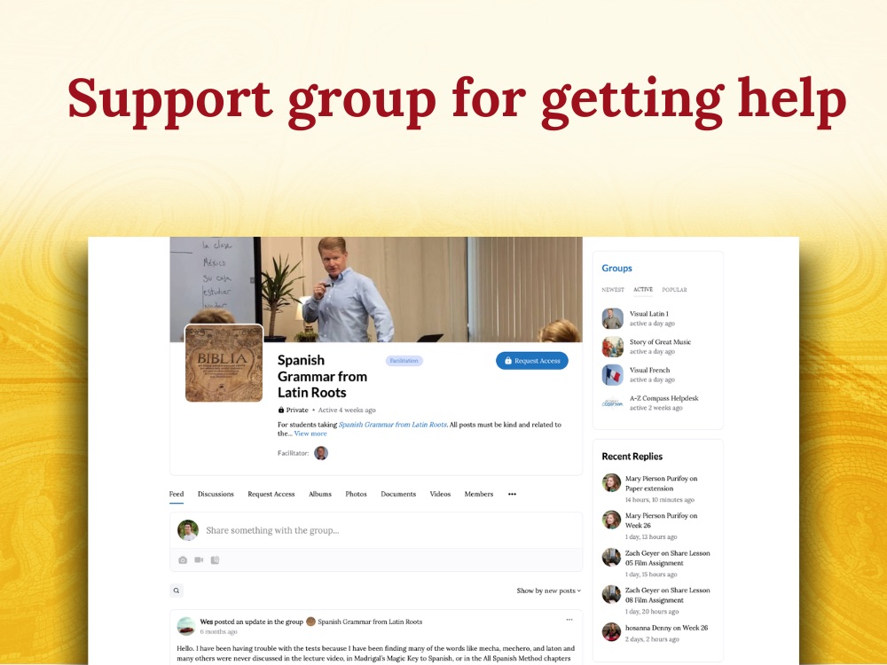 Support group for getting help