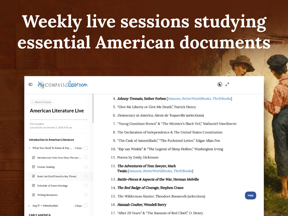 Weekly live sessions studying essential American documents