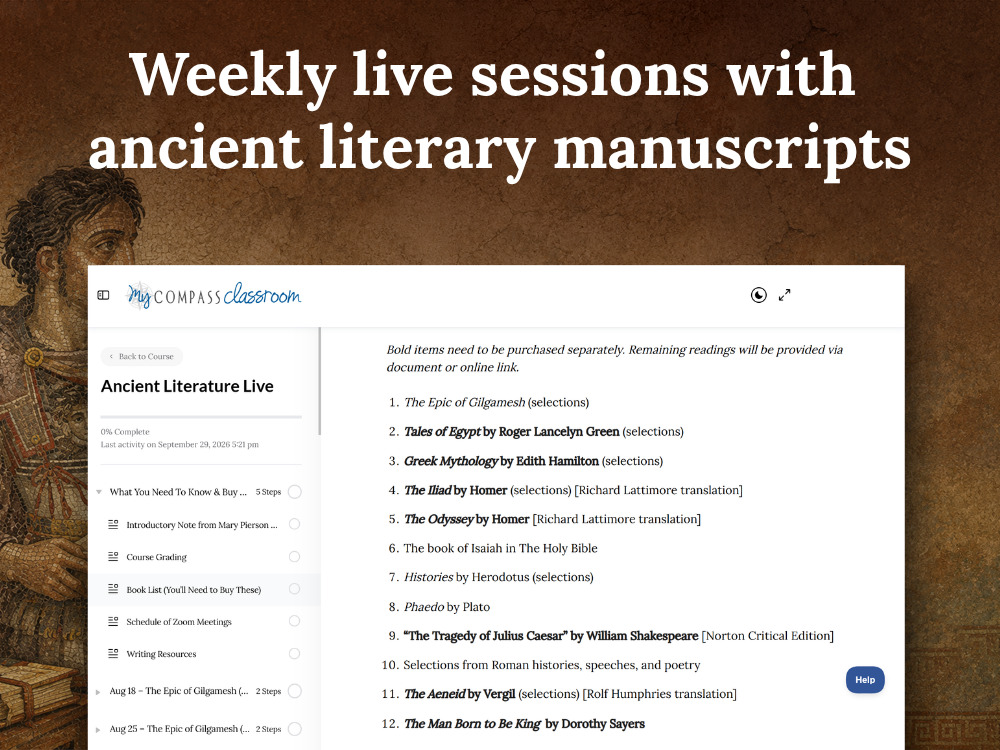 Weekly live sessions with ancient literary manuscripts