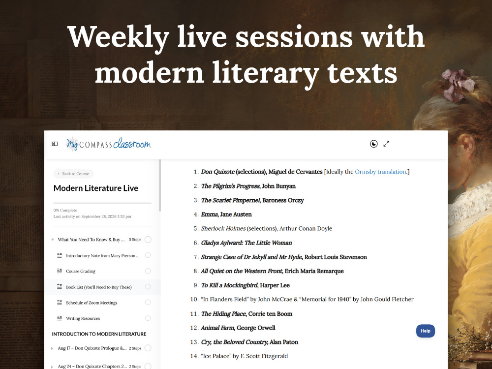 Weekly live sessions with modern literary texts