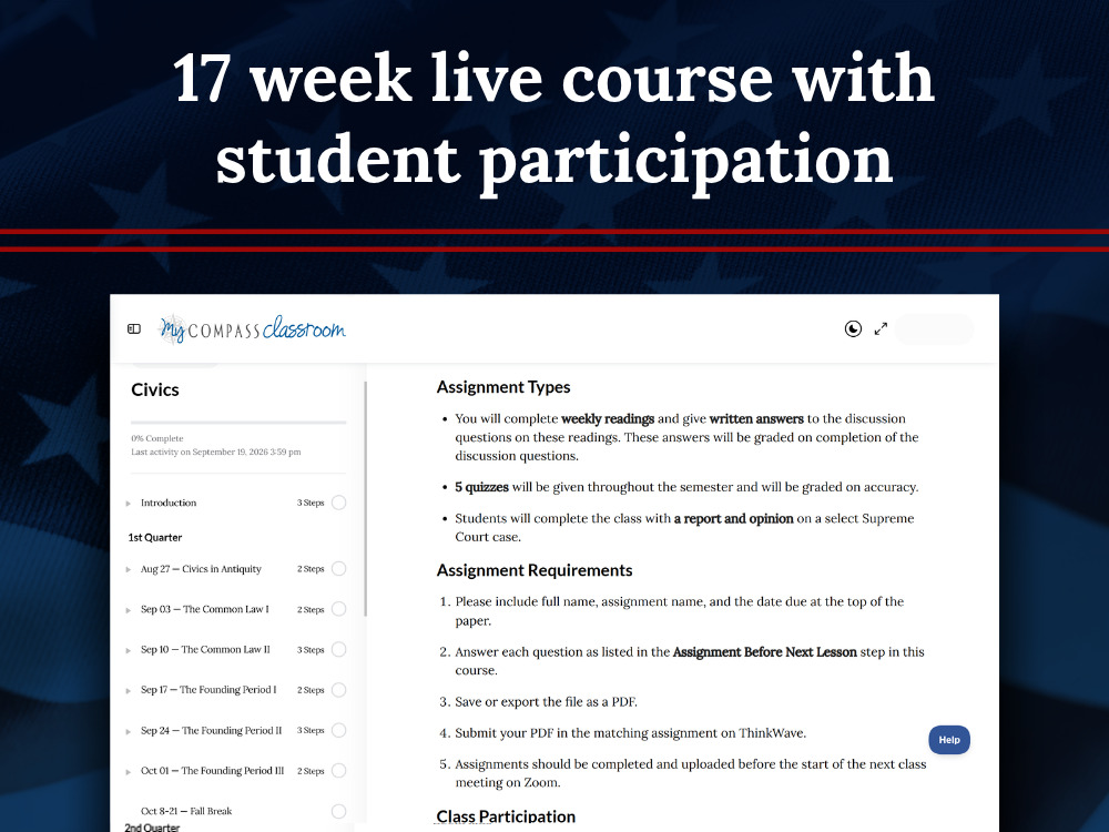 17 week live course with student participation