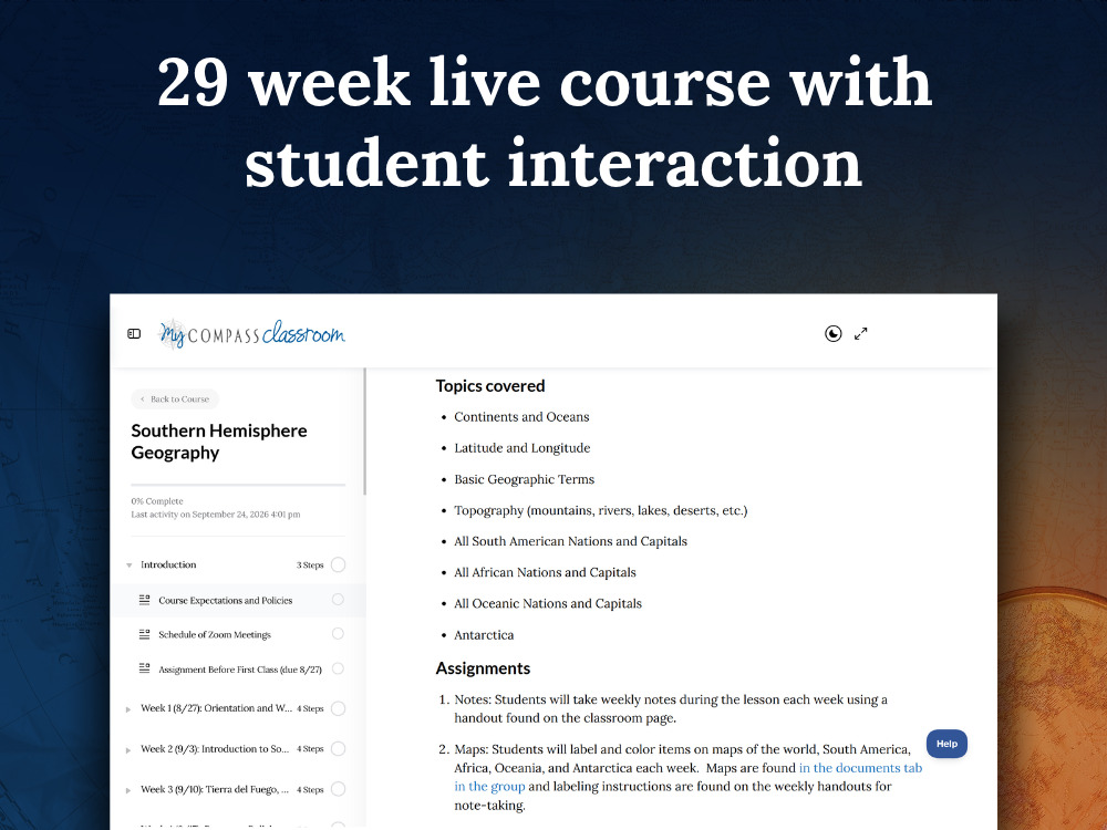 29 week live course with student interaction