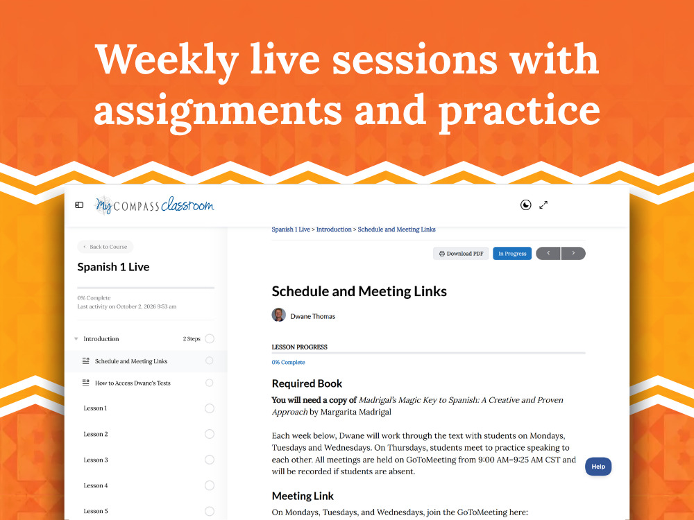 Weekly live sessions with assignments and practice