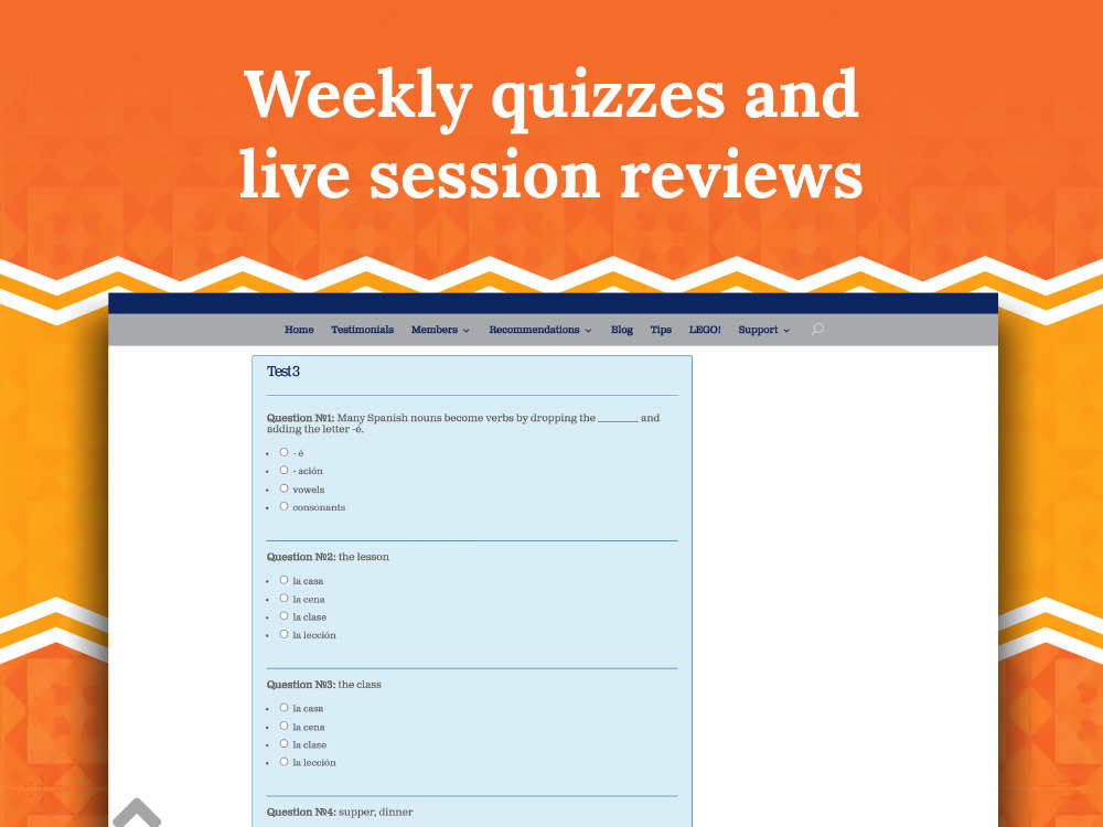 Weekly quizzes and live session reviews