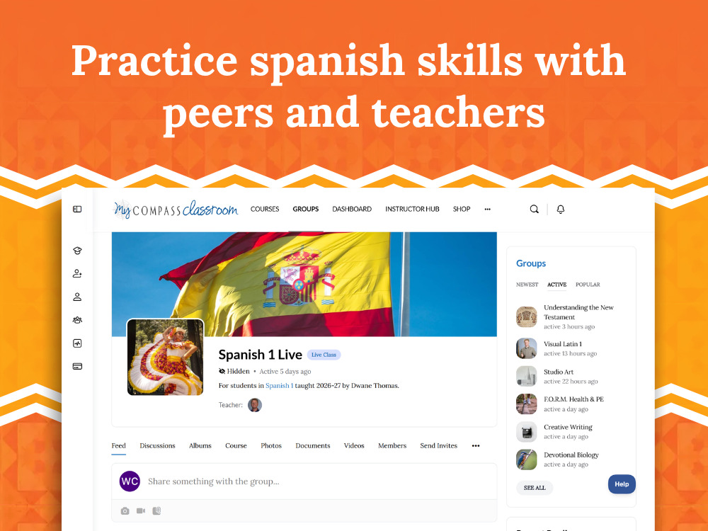 Practice Spanish skills with peers and teachers