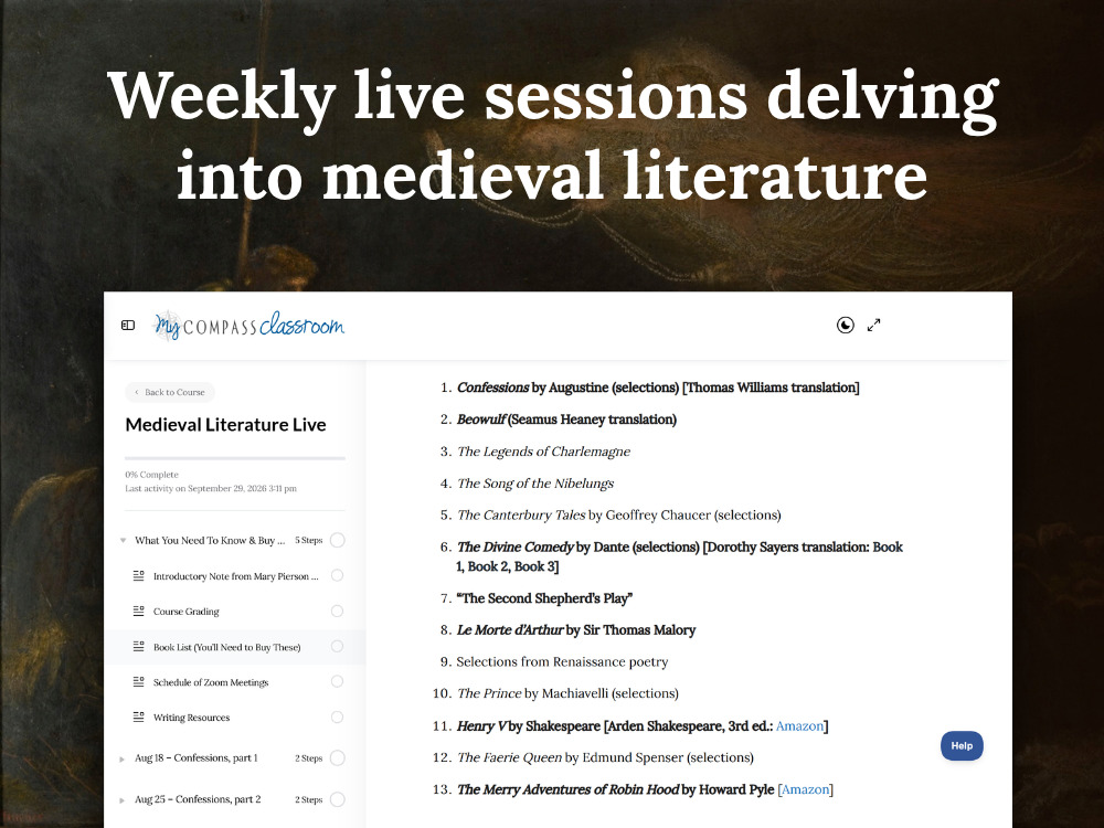 Weekly live sessions delving into medieval literature